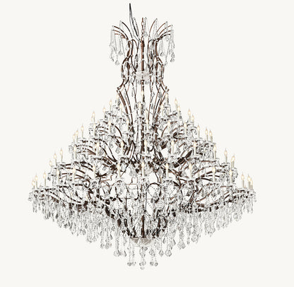19TH C. ROCOCO IRON & CRYSTAL ROUND CHANDELIER 101"