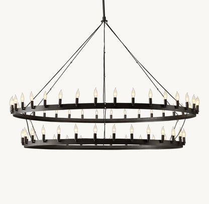 CAMINO VINTAGE CANDELABRA TWO-TIER CHANDELIER 71"