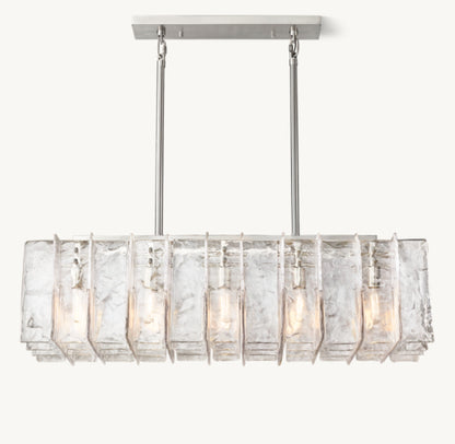 LATTICE CLEAR GLASS RECTANGULAR CHANDELIER 49"