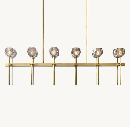 BOULE DE CRISTAL SMOKE GLASS DOUBLE LINEAR CHANDELIER 60"