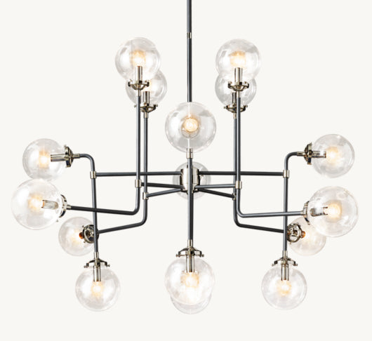 BISTRO GLOBE CLEAR GLASS CHANDELIER 56"