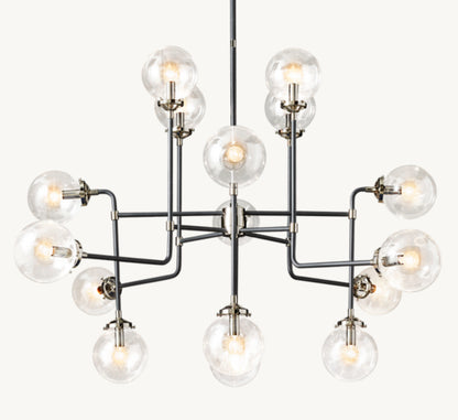 BISTRO GLOBE CLEAR GLASS CHANDELIER 56"