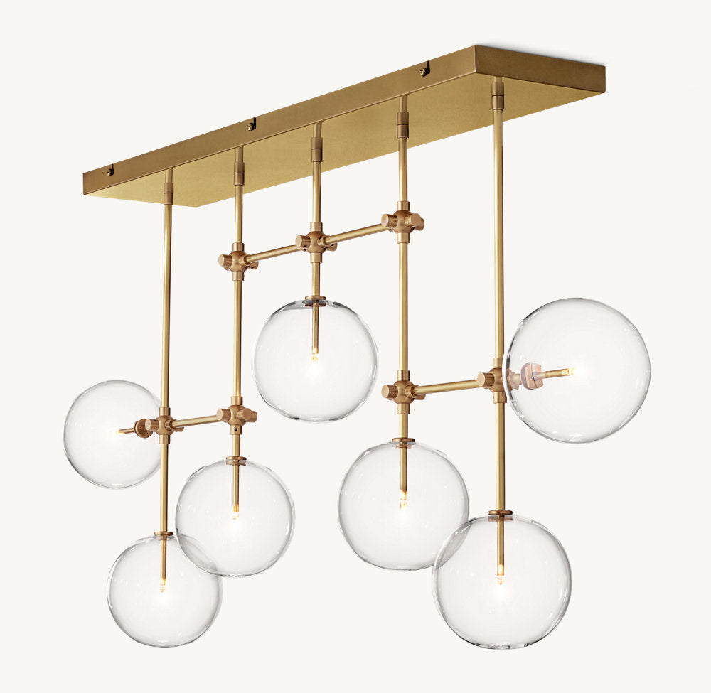 GLASS GLOBE MOBILE LINEAR CHANDELIER 60"