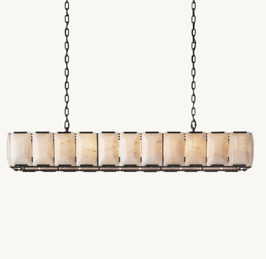 HARLOW CALCITE RECTANGULAR CHANDELIER 74"