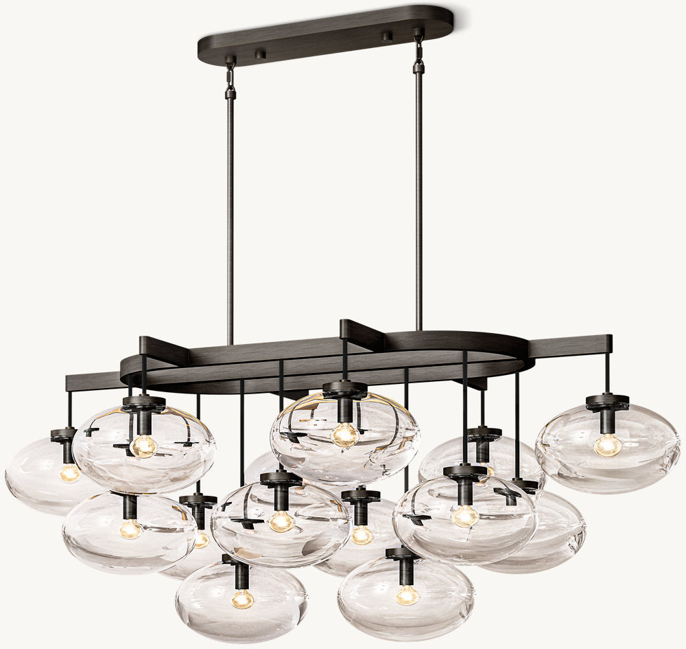 CABRETTE CLEAR GLASS LINEAR CHANDELIER 54"