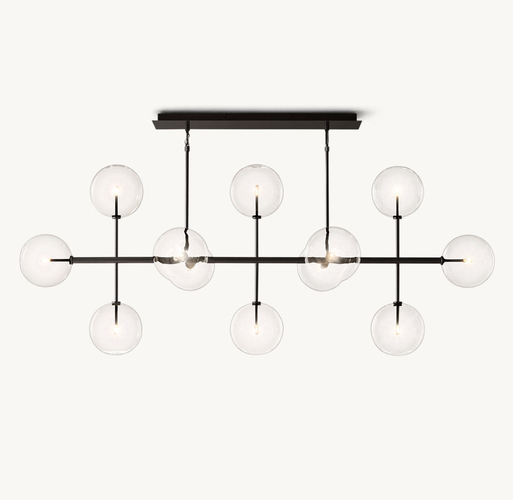 GLASS GLOBE MOBILE LINEAR CHANDELIER