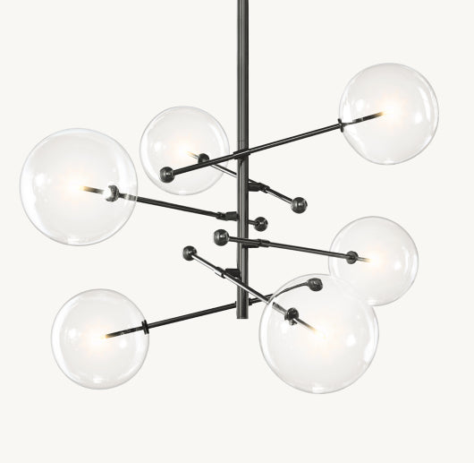 GLASS GLOBE MOBILE SIX-ARM CHANDELIER 55"