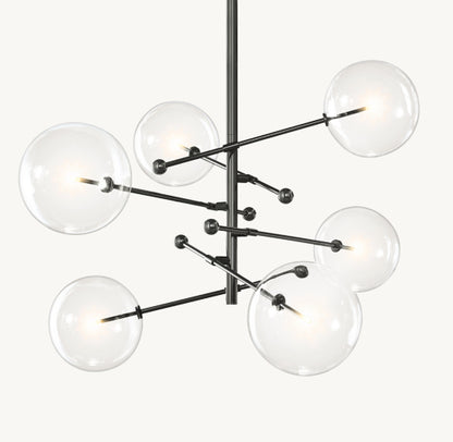 GLASS GLOBE MOBILE SIX-ARM CHANDELIER 55"