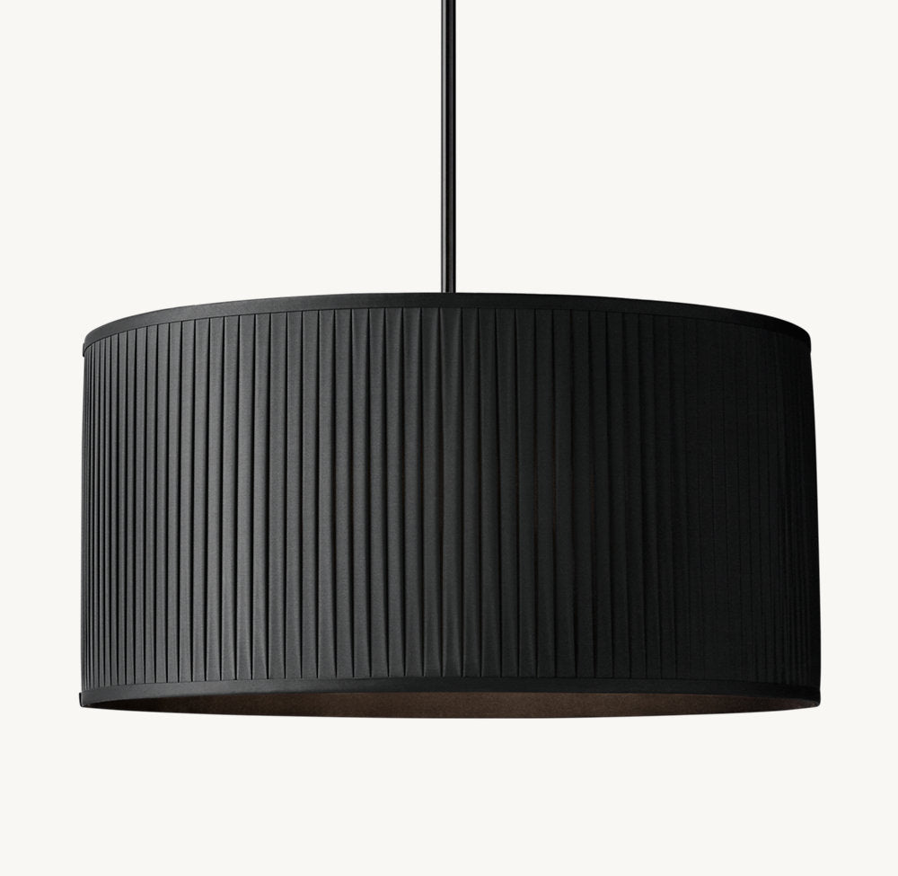 REED BLACK PLEATED DRUM PENDANT