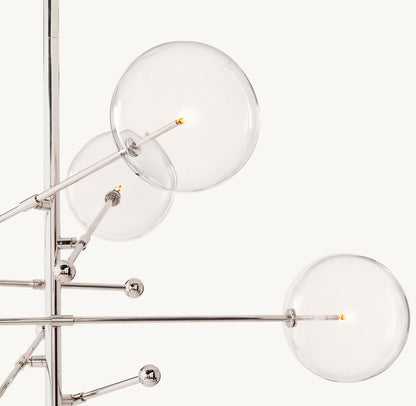 GLASS GLOBE MOBILE SIX-ARM CHANDELIER 55"