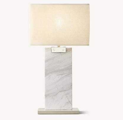 RECTANGULAR COLUMN MARBLE TABLE LAMP