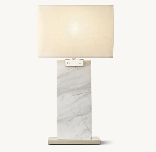 RECTANGULAR COLUMN MARBLE TABLE LAMP