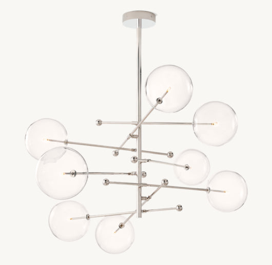 GLASS GLOBE MOBILE EIGHT-ARM CHANDELIER 79"