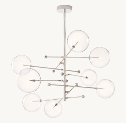 GLASS GLOBE MOBILE EIGHT-ARM CHANDELIER 79"