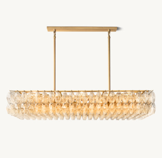 CHIARA CLEAR GLASS RECTANGULAR CHANDELIER 54"