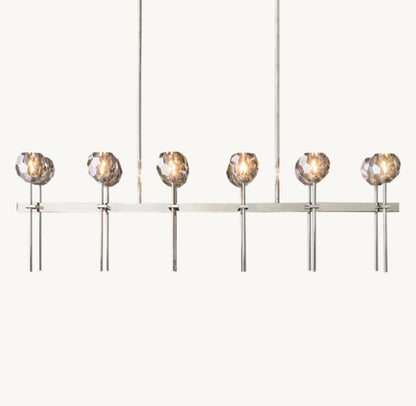 BOULE DE CRISTAL SMOKE GLASS DOUBLE LINEAR CHANDELIER 60"