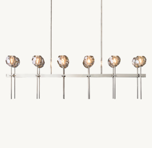 BOULE DE CRISTAL SMOKE GLASS DOUBLE LINEAR CHANDELIER 60"