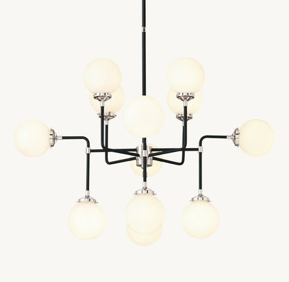 BISTRO GLOBE MILK GLASS CHANDELIER 42"