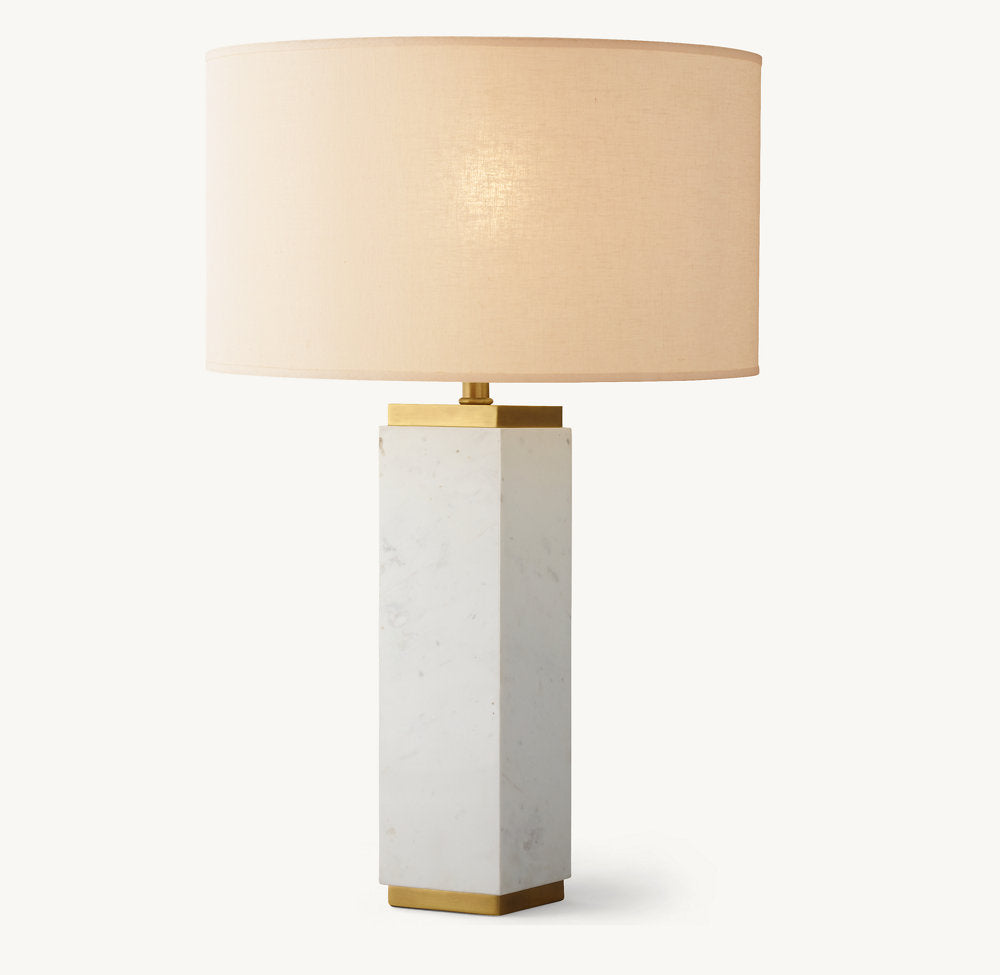 SQUARE COLUMN MARBLE TABLE LAMP