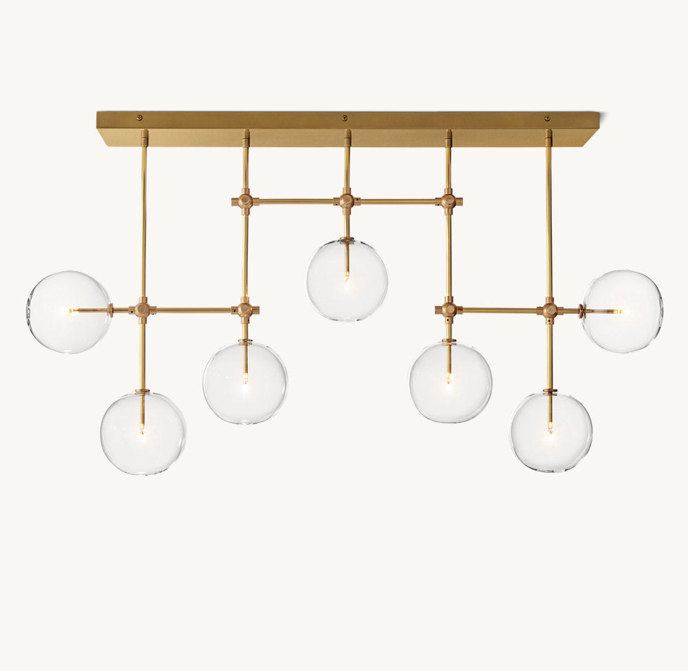 GLASS GLOBE MOBILE LINEAR CHANDELIER 60"