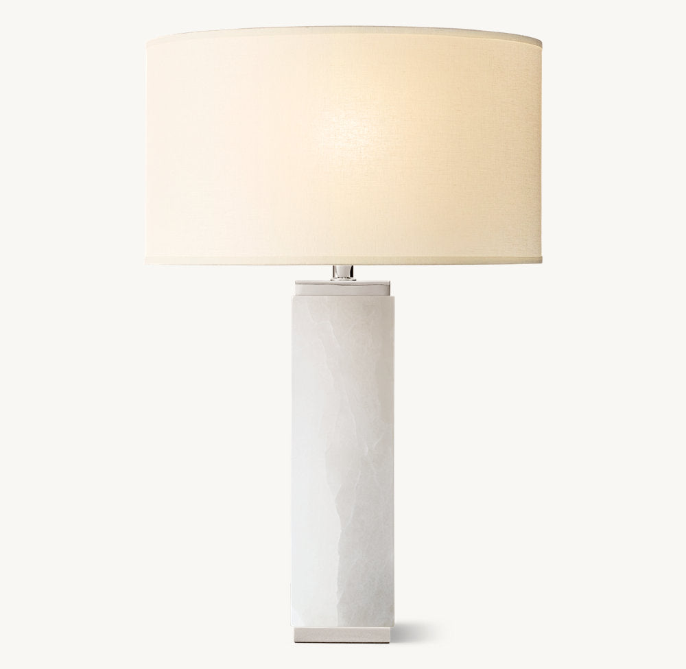 SQUARE COLUMN ALABASTER TABLE LAMP
