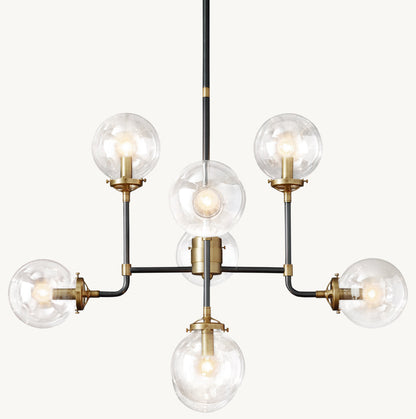 BISTRO GLOBE CLEAR GLASS CHANDELIER 34"