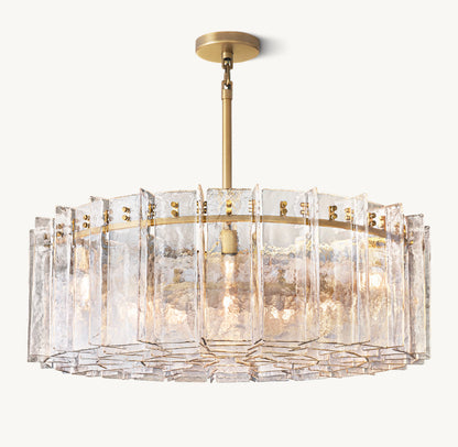 LATTICE CLEAR GLASS ROUND CHANDELIER 48"