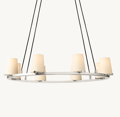 PAUILLAC FABRIC SHADE ROUND CHANDELIER 36"