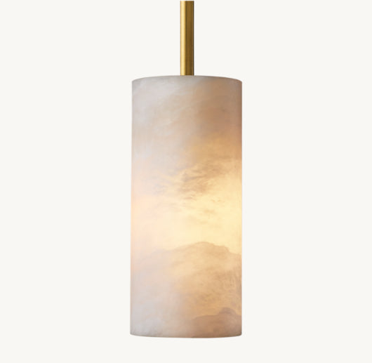 HAND-CARVED ALABASTER CYLINDER PENDANT 9"