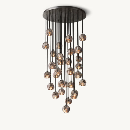 BOULE DE CRISTAL SMOKE GLASS ROUND CLUSTER CHANDELIER 30"