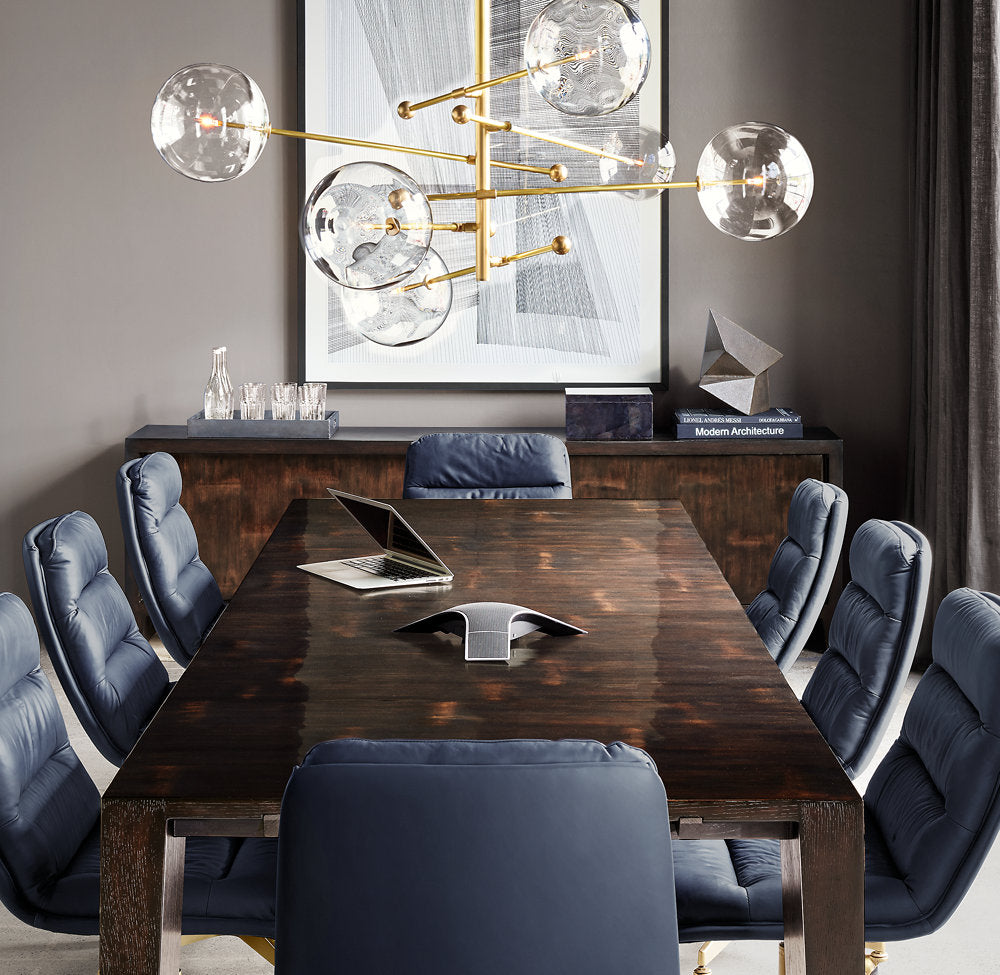 GLASS GLOBE MOBILE SIX-ARM CHANDELIER 55"