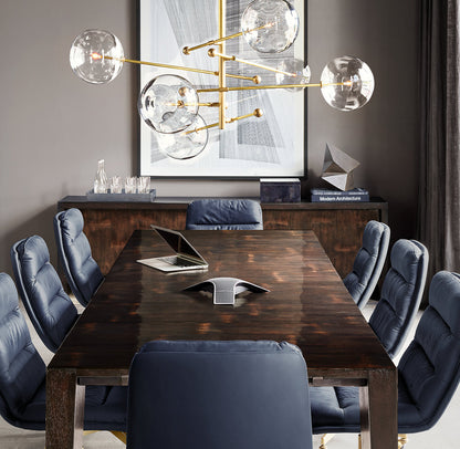 GLASS GLOBE MOBILE SIX-ARM CHANDELIER 55"