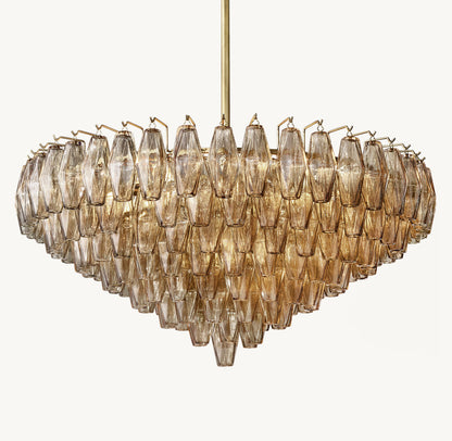CHIARA SMOKE GLASS TIERED ROUND CHANDELIER 37"