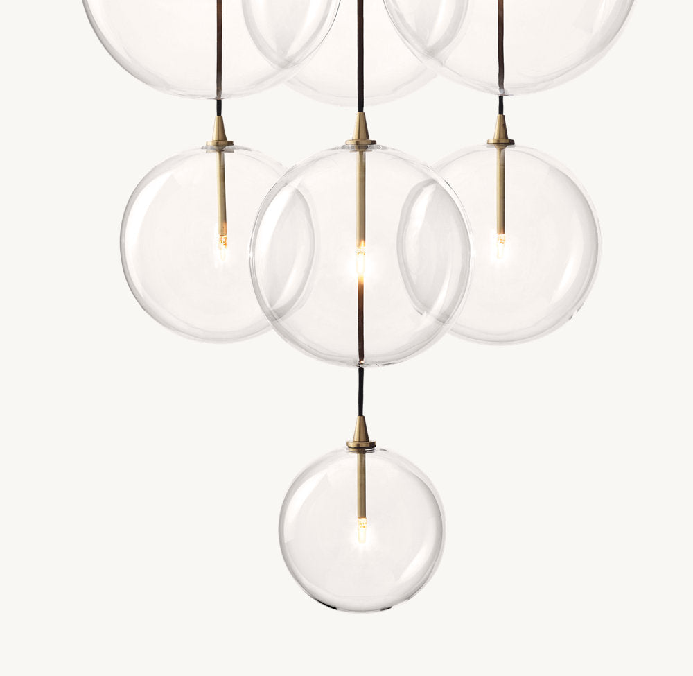 GLASS GLOBE MOBILE CLUSTER CHANDELIER 44"