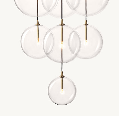 GLASS GLOBE MOBILE CLUSTER CHANDELIER 44"
