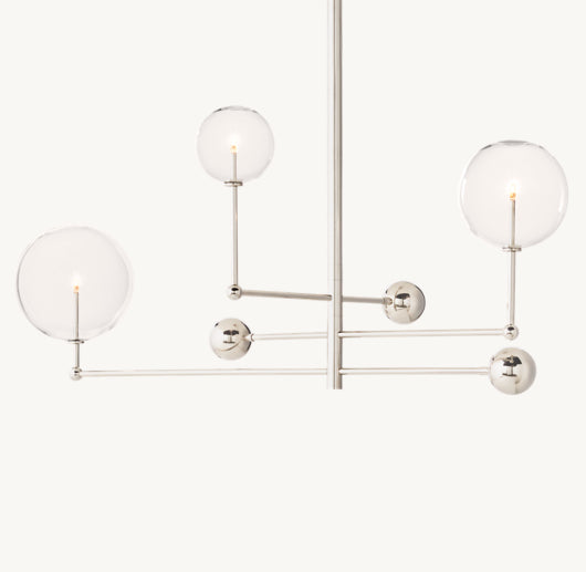 GLASS GLOBE MOBILE THREE-ARM CHANDELIER 46"
