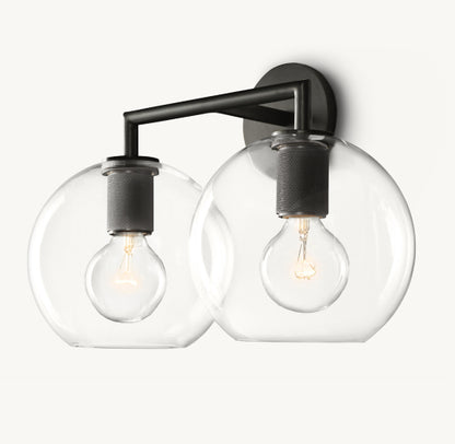 UTILITAIRE GLOBE SHADE DOUBLE SCONCE