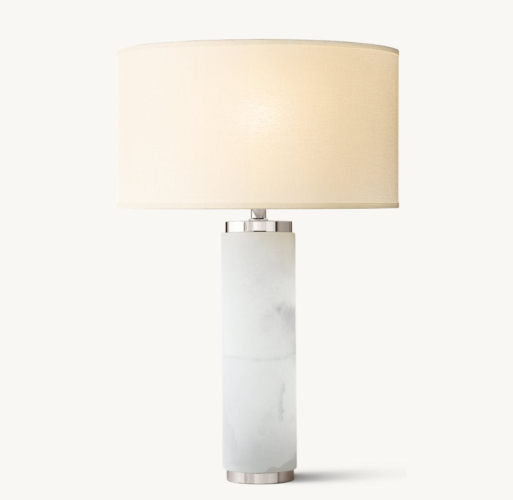 CYLINDRICAL COLUMN ALABASTER TABLE LAMP