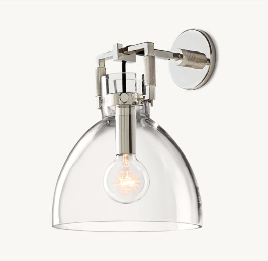 MACHINIST GLASS CLOCHE SCONCE 10"