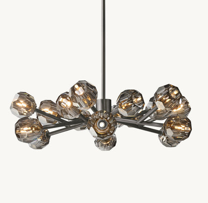 BOULE DE CRISTAL SMOKE GLASS ROUND CHANDELIER 36"