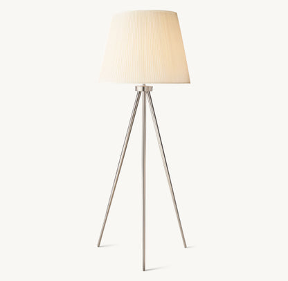REED WHITE PLEATED SILK SHADE FLOOR LAMP