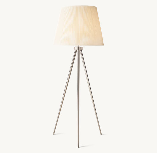 REED WHITE PLEATED SILK SHADE FLOOR LAMP