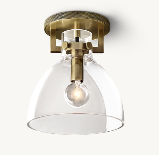 MACHINIST GLASS CLOCHE FLUSHMOUNT