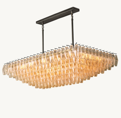 CHIARA CLEAR GLASS TIERED RECTANGULAR CHANDELIER 54"