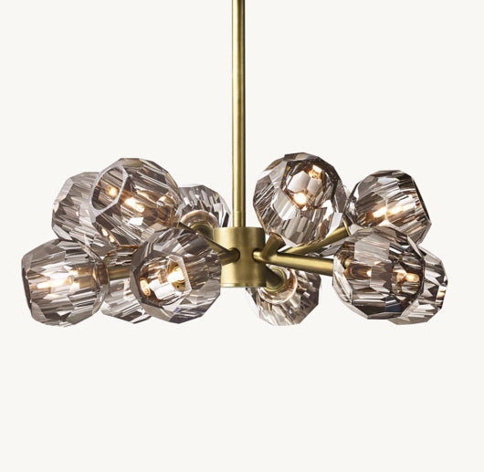 BOULE DE CRISTAL SMOKE GLASS ROUND CHANDELIER 24"
