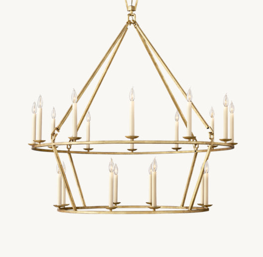 19TH C. ENGLISH OPENWORK TWO-TIER ROUND CHANDELIER 50"