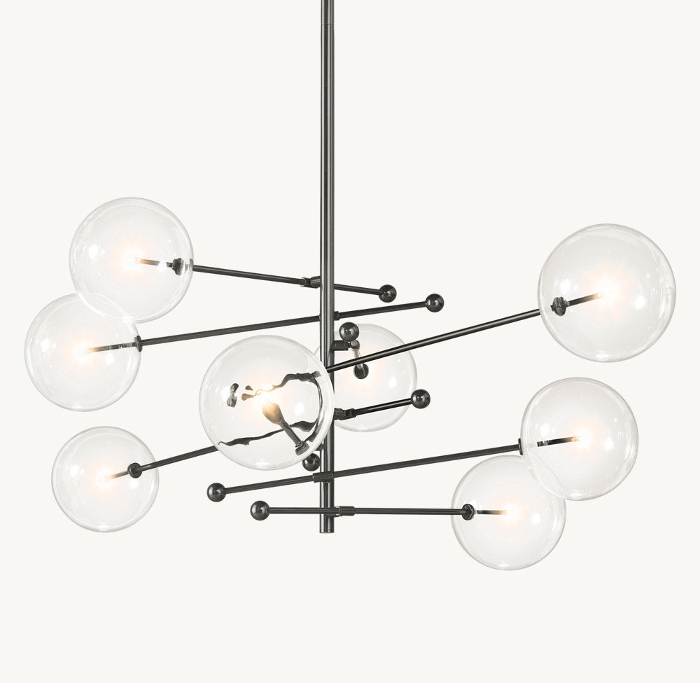 GLASS GLOBE MOBILE EIGHT-ARM CHANDELIER 79"
