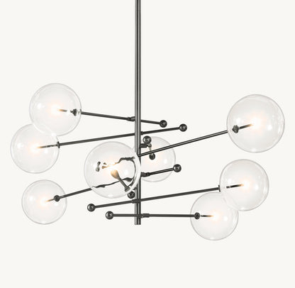 GLASS GLOBE MOBILE EIGHT-ARM CHANDELIER 79"