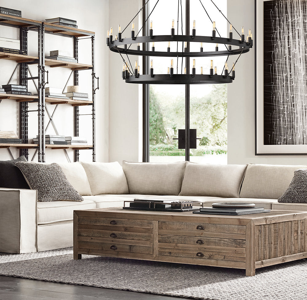 CAMINO VINTAGE FILAMENT TWO-TIER CHANDELIER 63"