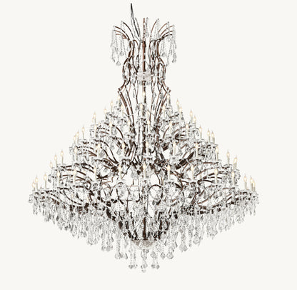19TH C. ROCOCO IRON & CRYSTAL ROUND CHANDELIER 101"